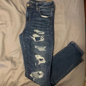 American Eagle distressed high rise skinny jeans
